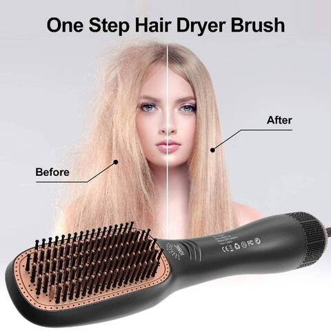 2 In 1 Professional Hair Dryer Brush Negative Ion Blow Dryer Straightening Brush Hot Air Styling Comb Electric Hair Straightener Styler