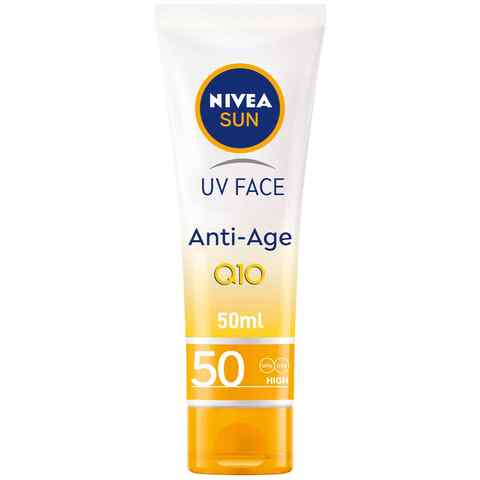 NIVEA SUN Face Cream UV Anti-Age Sunscreen Face Protection SPF 50 Tube 50ml