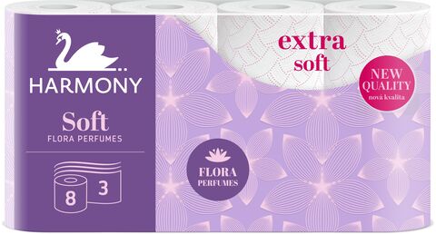 Buy Harmony Toilet, Extra Soft 4 Packs of 28 Rolls, with Flora Perfume, 3 Plies, 17.5meter in UAE