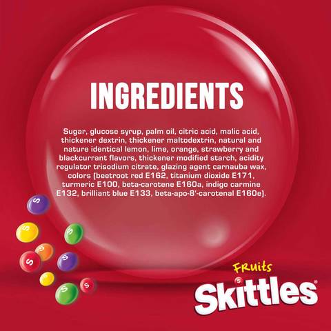 Skittles Candy Coated Chewy Lens Fruit, Pouch, 38g
