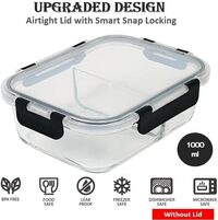 Atraux Pack Of 4 1000ml Airtight Glass Food Storage Containers, 2 Compartments Bento Box Lunch Boxes With Lids For School &amp; Office