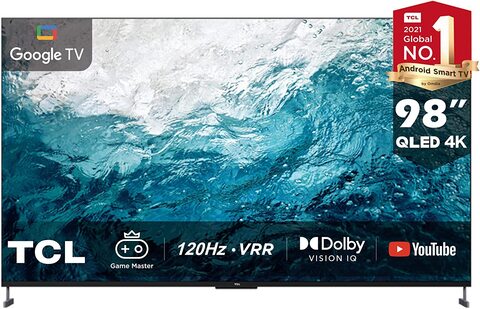 TCL 98 Inch 4K QLED Google Smart TV, Game Master, 98C735, Android Ramati UI, Dolby Vision IQ, Dolby Atmos, HDR 10+, Imax Enhanced, 2022, 1 Year Warranty, Black