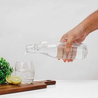 Royalford Transparent Borosilicate Glass Bottle RF11235 1000 ml Perfect For Storing Beverages, Water, Oil, Vinegar Leak-Proof Flip Cap Freezer And Dishwasher Safe Eco-Friendly And Shock Resistance