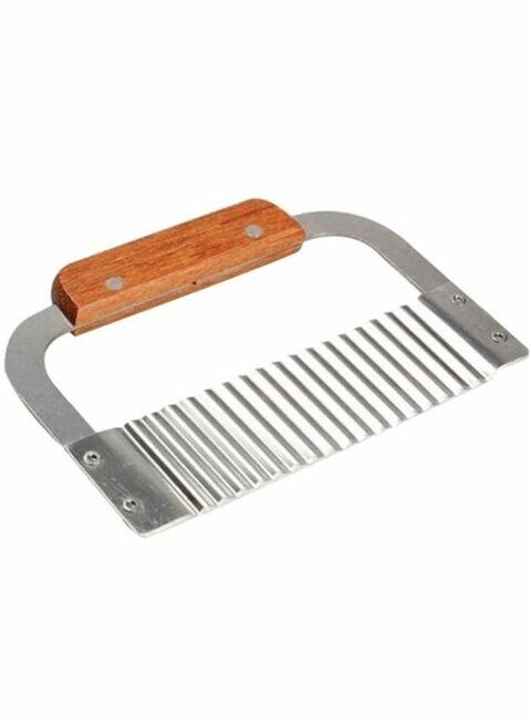 Generic Crinkle Wax Vegetable Cutter Wavy Slicer Silver/Wood