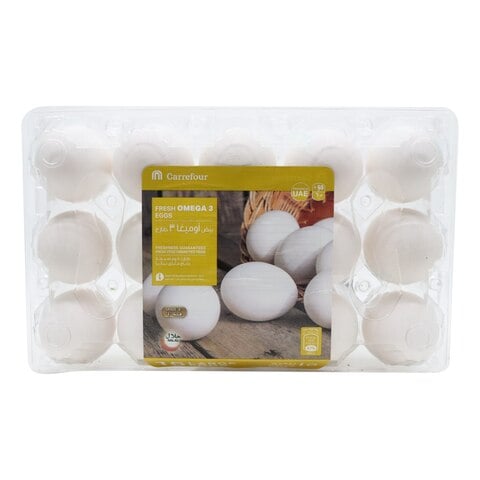 Carrefour Fresh Omega 3 Large White Eggs 15 PCS