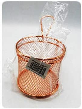 Deep Frying Bronze Basket Strainer for Frying Items (Round Strainer), Multi-Purpose Kitchen Accessory (Pack of 1 Unit).