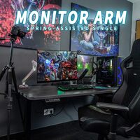 Gameon Go 2168 Pro V2 Single Monitor Arm, Stand And Mount For Gaming And Office Use, 17&quot; 32&quot;, With RGB Lighting, Each Arm Up To 9 Kg, Space Grey