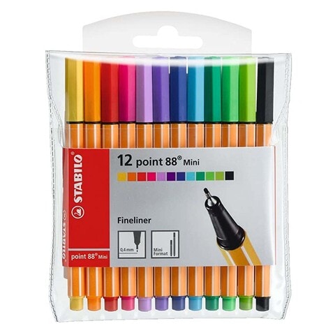 Stabilo Point 88 Mini Fineliner Pen 0.4mm Multicolour 12