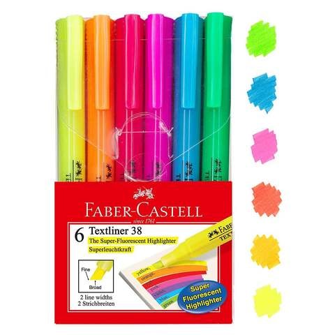 Faber-Castell Textliner 38 Super-Fluorescent Highlighters Multicolour 6 PCS