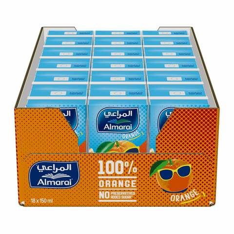 buy almarai orange juice 100 140 ml x 18 online shop beverages on carrefour saudi arabia