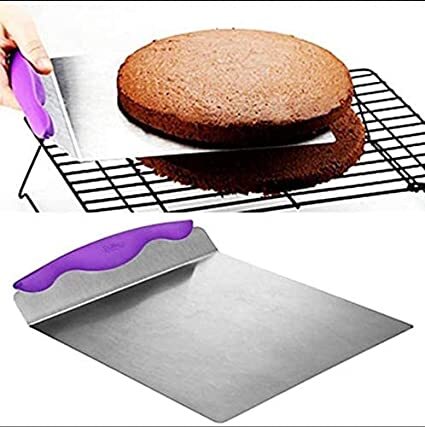 ABBASALI Kitchen Baking Cake Safe Lifter Transfer Shovel Stainless Steel Cookie Spatula Bottom Mover Scraper for Baking Homemade Pizza, Bread, Cake, Pie.colour random
