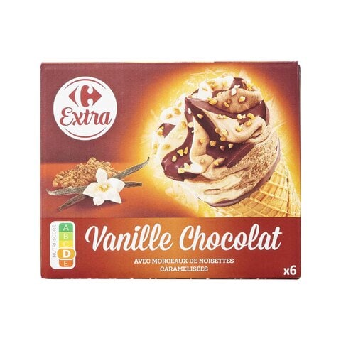 Buy Carrefour Ice Cream Cone Chocolate And Vanilla 408g, 6 Pieces in Saudi Arabia