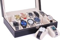 SKY-TOUCH 12 grid watch box,PU Leather Watch Case Watch Box for Men and Women,Watch Display Case with Glass Lids and Removable Pillow,Watch Display Storage Box as Gift for Valentine&#39;s Day Birthday