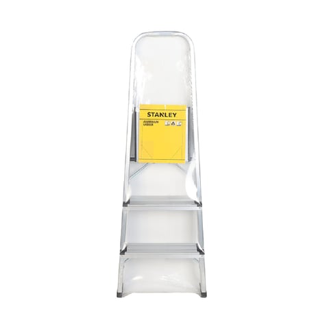 STANLEY Step Ladder, 3 Steps Aluminum Ladder with Non-Slip Rubber Edge Guards &amp; 150 KG Loading Capacity - EN131 Approved