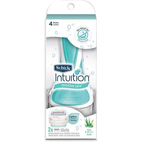 Schick Intuition Natural Sensitive Care Razor With Refills Green 3 count