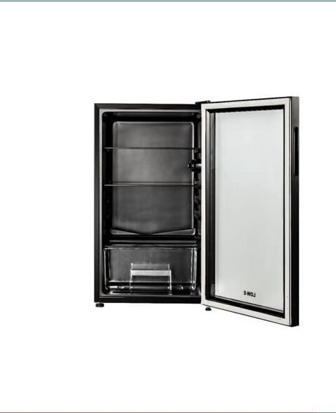 CHiQ 91L Beverage Cooling Cabinet With Static Cooling System, Glass Door, Less Noise, Super Energy Saving, Black, CSR120GCK1