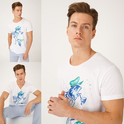 Buy Anemoss Captain Fish Men’s T-shirts, Short Sleeve, Cotton,  Crewneck, Mens T shirt, Ultra Soft, Modern Fit Shirts For Men Online - Shop  on Carrefour UAE