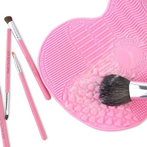 Silicone Makeup Brush Cleaning Mat Pink