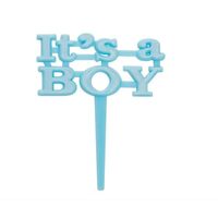 Unique Party 13661 - Plastic Blue It&#39;s a Boy Baby Shower Cupcake Toppers, Pack of 8
