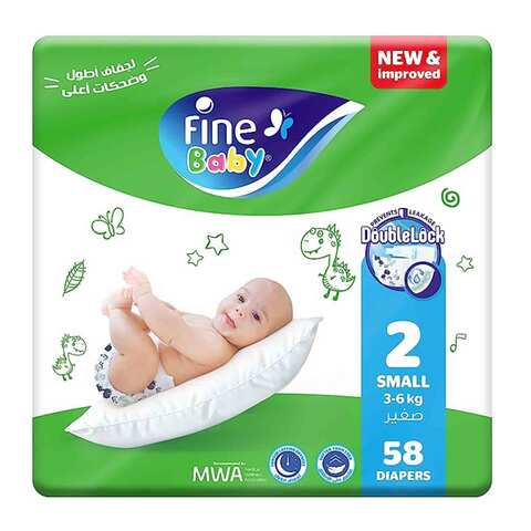 Buy Fine Baby, Size 2, Small, 3-6 kg, 58 Diapers in Saudi Arabia