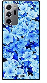 Theodor - Samsung Galaxy Note 20 Ultra Case Cover Blue Flowers Flexible Silicone Cover