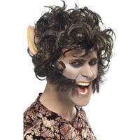 Smiffys Werewolf Wig with Ears and Sideburns for Men- Large- Black
