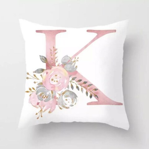 DEALS FOR LESS -1 Piece K  Letter Floral Design Cushion Cover.