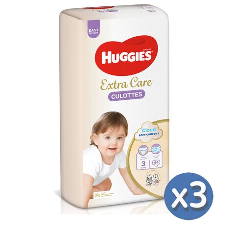 اشتري Huggies Extra Care Culottes Diaper Pants Size 3 6-11kg White 44 countx3 في الامارات