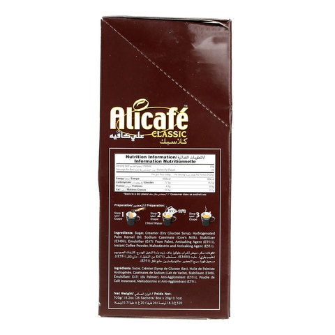 Alicafe classic 3 in 1 regular coffee 20 g x 22 sachets