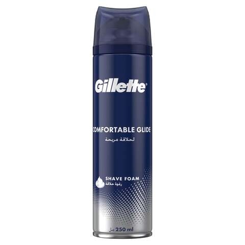 Buy Gillette Comfort Glide Shave Foam Blue 250ml in UAE