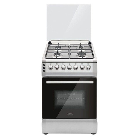Aftron 4 Gas Burners Cooker AFGR6075SFSD Silver/Black (Plus Extra Supplier&#39;s Delivery Charge Outside Doha)