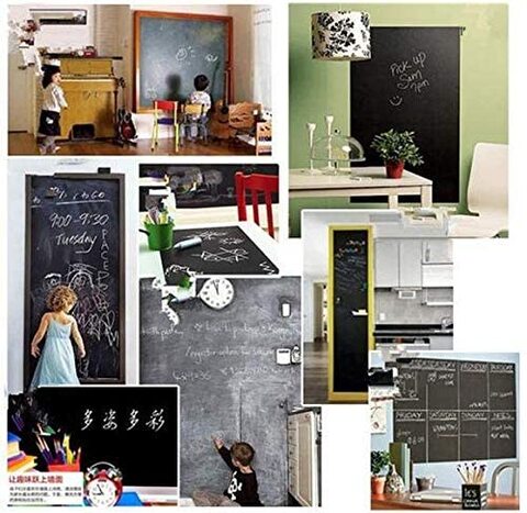 Extra Large Removable Chalkboard Paper Roll with 5 Color Chalks, Self- Adhesive Blackboard Sticker 