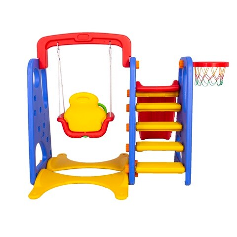 XIANGYU Kids 3in1 outdoor play structure jumbo slide with swing and basket ball game for kids