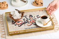 HILALFUL Rectangular Wrought Iron Tray   Suitable for Ramadan and Eid Decoration &amp; Celebration   Perfect Serveware Gift for Home Decoration in Ramadan, Eid, Birthdays, Weddings, Housewarming