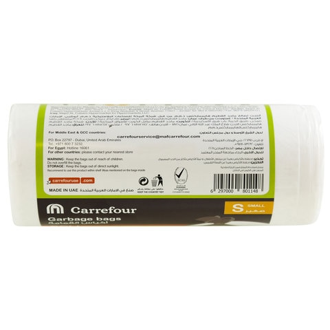 Carrefour 30 Gallon Bio-Degradable Garbage Bag S White Pack of 20