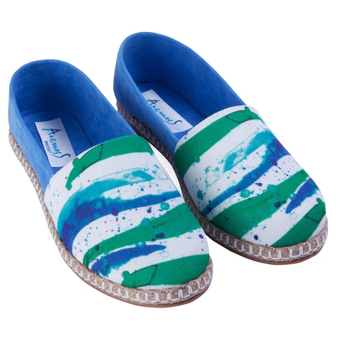 Biggdesign AnemosS Wave Woman Shoes - 37, Summer Shoes, Custom Design, Comfortable, Marine Theme , Linen , Straw and Therm Sole