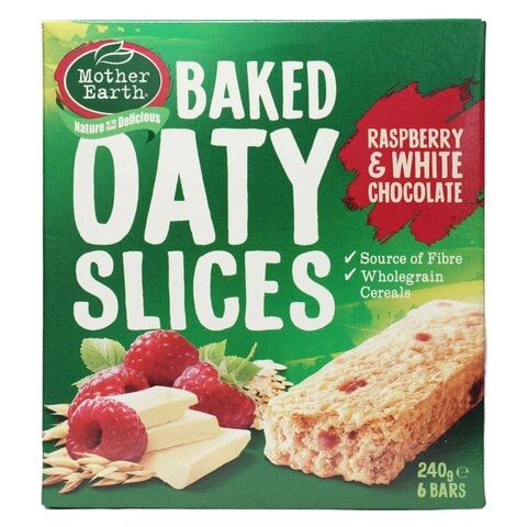 Mother Earth Raspberry And White Chocolate Baked Oaty Slices 240g