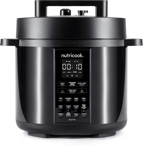 Nutricook Smart Pot 2 1200 Watts - 9 In 1 Instant Programmable Electric Pressure Cooker, 8 Liters, 12 Smart Programs, 2 Years Warranty, Black, Sp208K