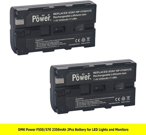 DMK Power 2pcs NP-F550 NP-F570 Battery 2350mAh for LED Video Light and Monitor only