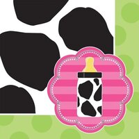 Baby Cow Print - Girl Beverage Napkins 3-Ply