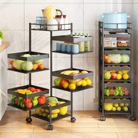 Blooming Time 5 Tier Kitchen Storage Rack Rotating Square Kitchen Rack Basket Household Items Fruits And Vegetables Storage Rack