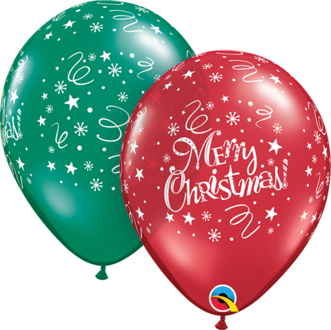 Qualatex-Christmas Festive 11in Assorted Ruby Red &amp; Emerald Green Latex&lt; &gt;Multicolor&lt; &gt;11in&lt; &gt;Any Ages&lt; &gt;