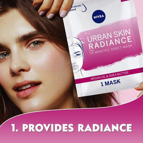 Nivea Urban Skin Radiance Face Sheet Mask With Argan Oil And Shea Butter