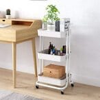 Buy Gtin 3-Tier Rolling Utility Storage Cart With 2 Lockable Wheels For Office Bathroom Kitchen Kids’ Room in UAE