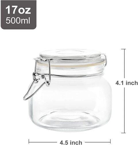 Star Cook Airtight Glass Canister Square Jar with Lids - Set of 3,500ml