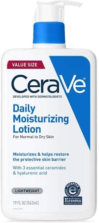 Cerave Daily Moisturizing Lotion For Dry Skin, Body Lotion &amp; Facial Moisturizer With Hyaluronic Acid And Ceramides, Fragrance Free, 19 Ounce, Basic