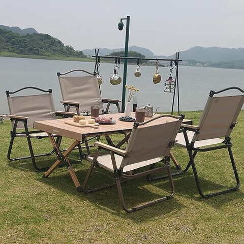 Folding patio store chairs and table