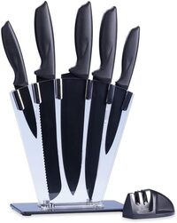 PAN Home Lonevo 5-Piece Knife With Acrylic Stand &amp; Sharpener -Black