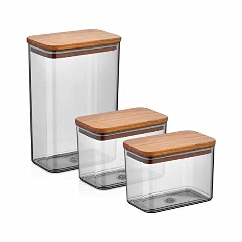 Generic Ivy Storage Box Set With Wood Lid 3 Pcs (2 Lt+1 Ltx 2)