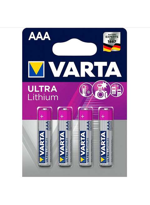بطاريات Varta Ultra Lithium Micro AAA (4 بطاريات) [عبوة من 4]